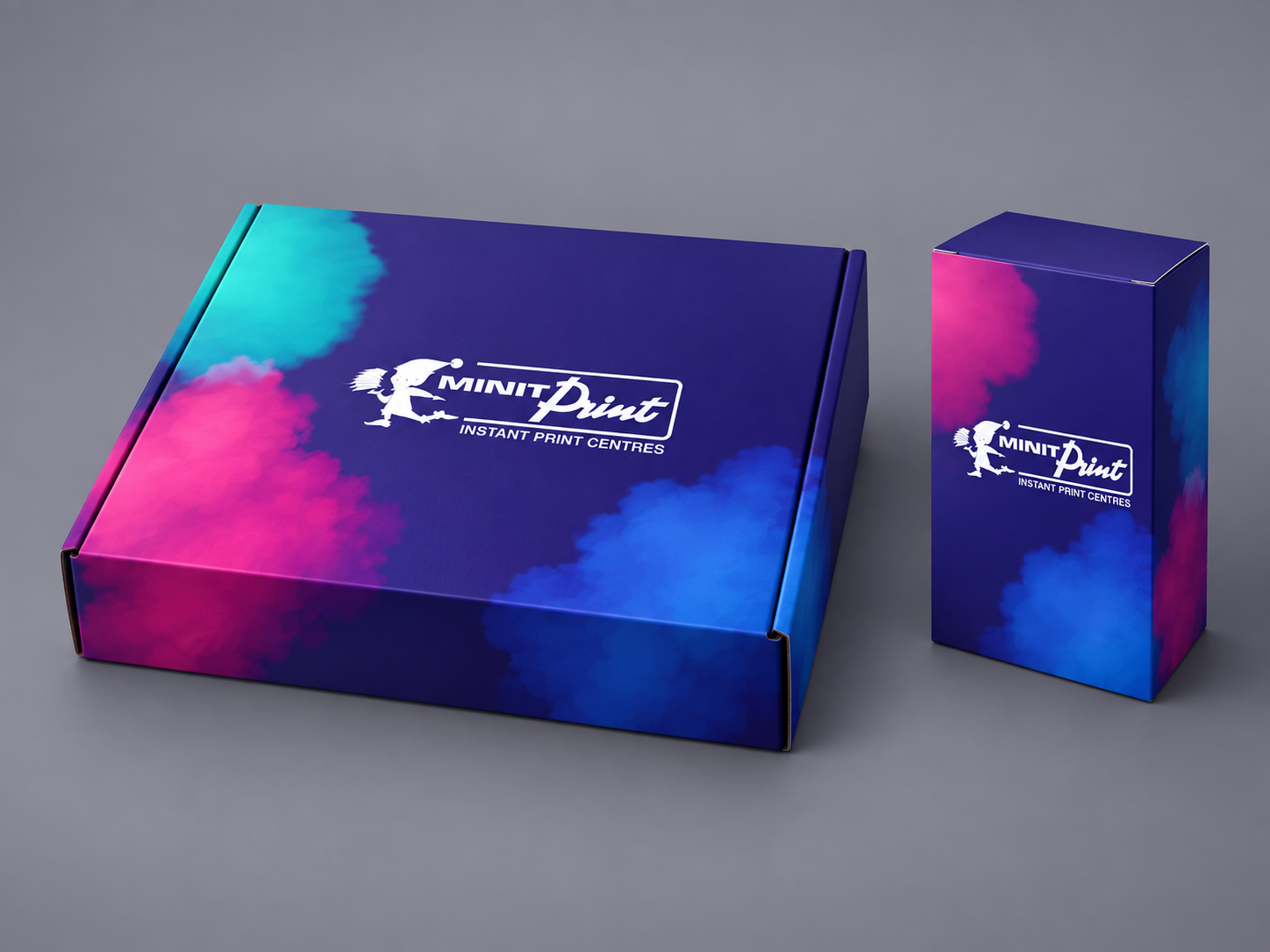 Branded packaging mockup with a mailing box and retail carton