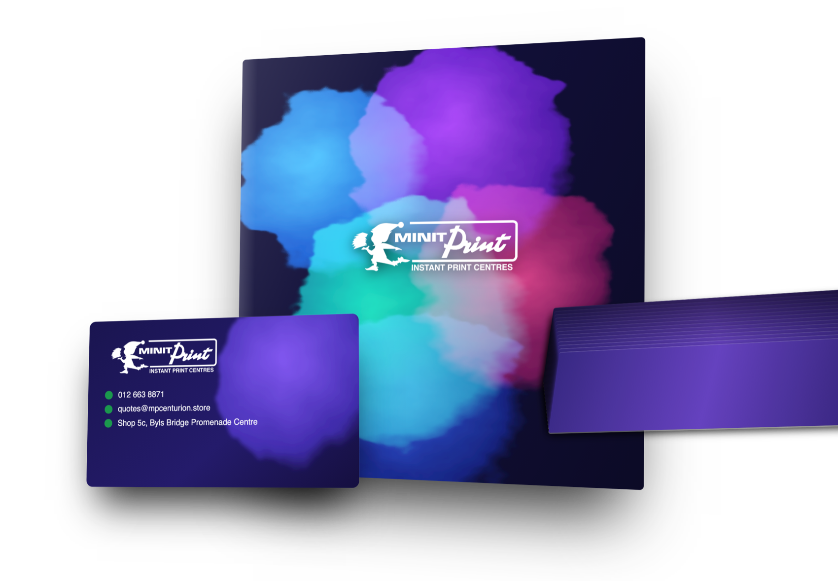 A collection of professionally printed branded stationery